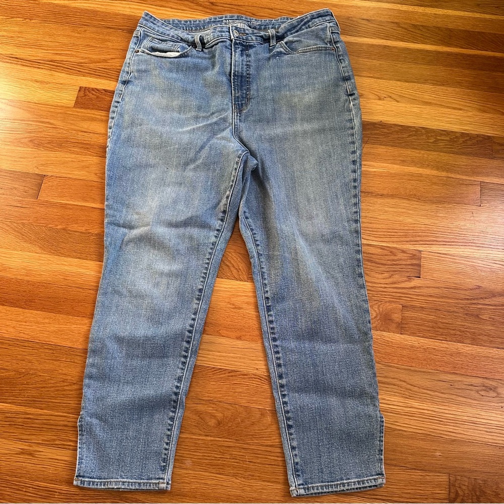 Old Navy Women’s Sz 18 High-Waisted O.G. Straight Ankle Jeans Courtney Wash Slit